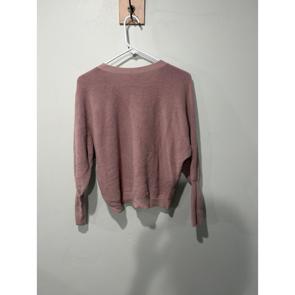 Hippie Rose Womens Dusty Rose Ribbed Dolman Sleeve Button Front Cardigan M